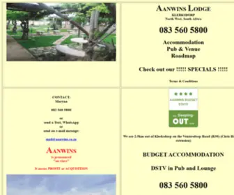 AAnwins.co.za(AFFORDABLE ACCOMMODATION in KLERKSDORP in North West) Screenshot