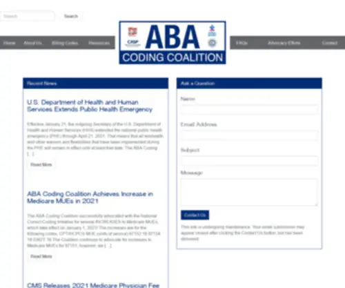 Abacodes.org(ABA Coding Coalition) Screenshot