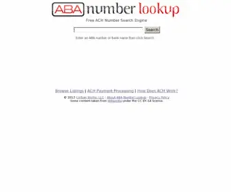 Abanumberlookup.com(Aba number lookup) Screenshot