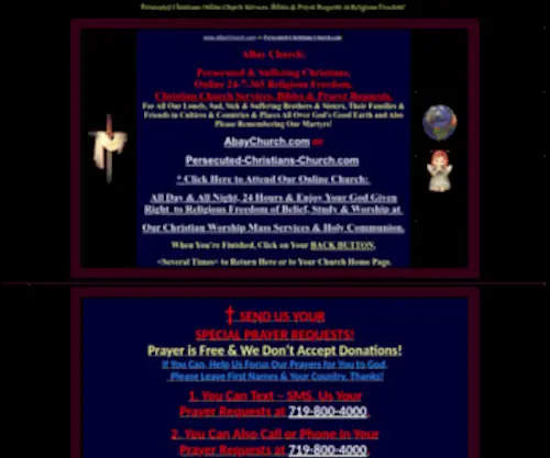 Abaychurch.com(Persecuted Christian's Online Church Services in Religious Freedom) Screenshot