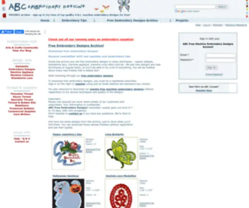 ABC-Free-Machine-Embroidery-Designs.com(Free Embroidery Designs) Screenshot