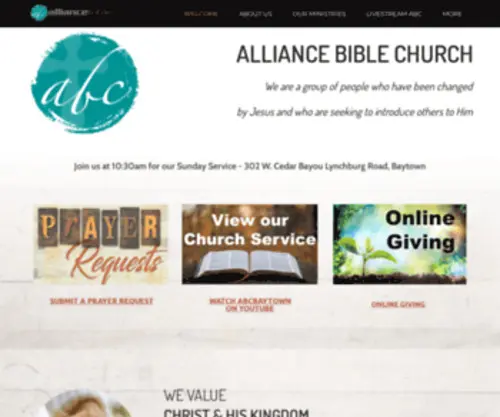 ABCBaytown.org(Alliance Bible Church) Screenshot