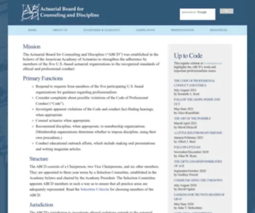 ABCDBoard.org(Actuarial Board for Counseling and Discipline) Screenshot
