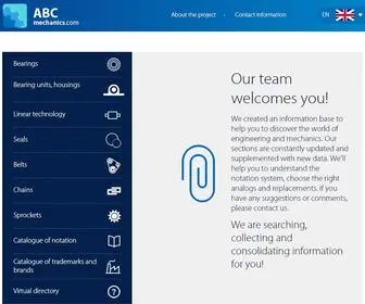 ABCMechanics.com(Online catalog and interchange of bearings) Screenshot