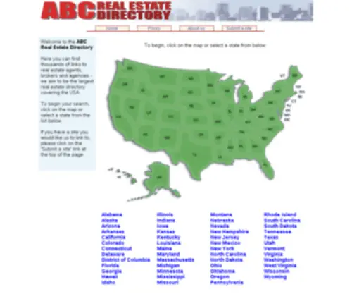 ABCRealestatedirectory.com(ABC Real Estate Directory for USA real estate) Screenshot