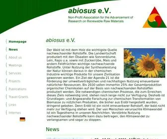 Abiosus.org(Gemeinnütziger Verein zur Förderung der Forschung über nachwachsende Rohstoffe) Screenshot