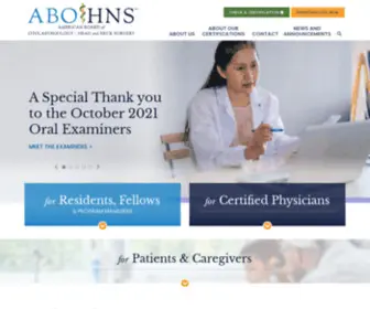 Abohns.org(American Board of Otolaryngology) Screenshot