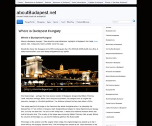 Aboutbudapest.net(Where is Budapest Hungary) Screenshot