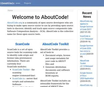 Aboutcode.org(FOSS for FOSS) Screenshot