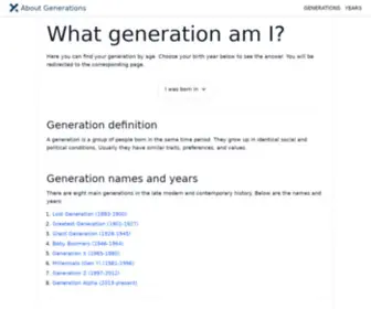 Aboutgenerations.com(Generation by age) Screenshot
