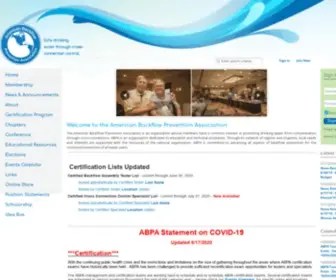 Abpa.org(American Backflow Prevention Association (ABPA)) Screenshot