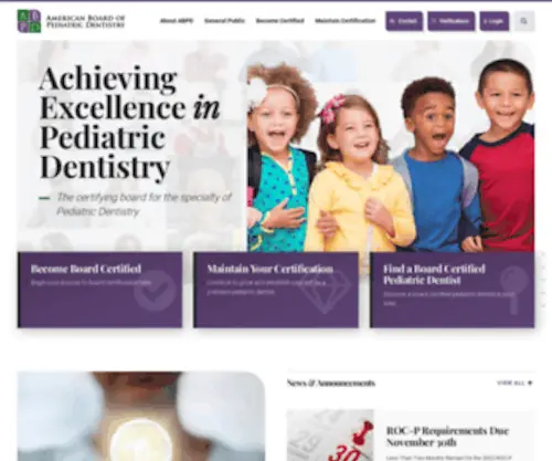 ABPD.org(American Board of Pediatric Dentistry) Screenshot
