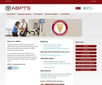 ABPTS.org(American Board of Physical Therapy Specialties) Screenshot