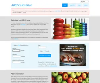 Absicalculator.eu(ABSI and New BMI Calculator with 3 infographics) Screenshot