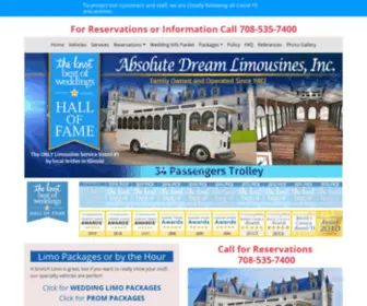 Absolutedreamlimos.com(White Trolley Chicago Wedding Limo and Wedding Transportation) Screenshot