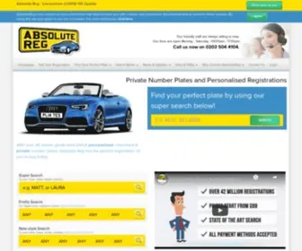Absolutereg.co.uk(Private Number Plates And Personalised Registrations) Screenshot