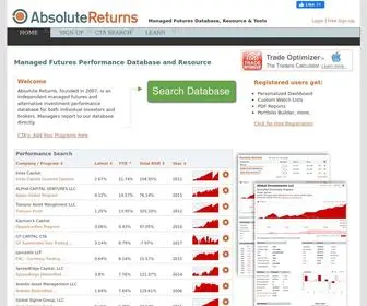 Absolutereturns.com(Managed Futures Ranking Performance Database and Education) Screenshot