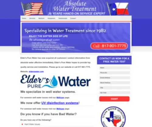 Absolutewateroftexas.com(Absolute Water Treatment) Screenshot