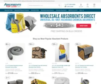 Absorbentsforless.com(Industrial absorbent pads and mats) Screenshot