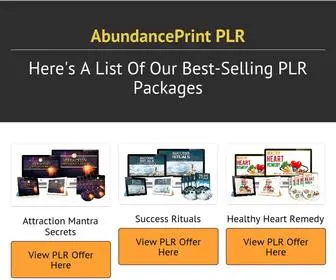 Abundanceprint.com(Abundance Print AbundancePrint PLR Products) Screenshot
