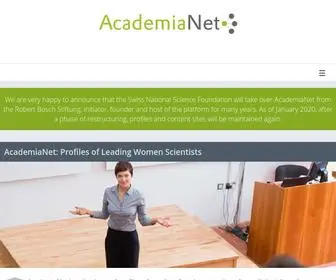 Academia-Net.org(The Portal to Excellent Women Academics) Screenshot