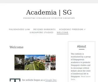 Academia.sg(Promoting Scholarship Of/By/For Singapore) Screenshot