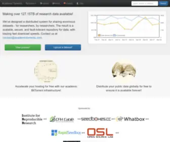 Academictorrents.com(We've designed a distributed system for sharing enormous datasets) Screenshot