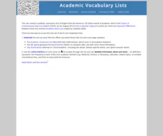 AcademicVocabulary.info(Academic Vocabulary Lists (Davies / Gardner)) Screenshot