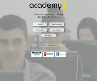 Academyx.com(Hands-on software training classes in the San Francisco Bay Area, San Jose, Sacramento, LA, and San Diego) Screenshot