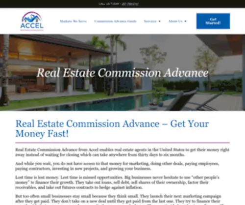 Acceladvance.com(Accel Real Estate Commission Advance) Screenshot