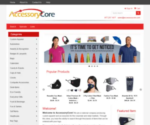 Accessorycorecustomizelogo.com(AccessoryCore Custom Products Store) Screenshot