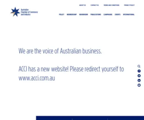 Acci.asn.au(Australian Chamber of Commerce and IndustryHome) Screenshot