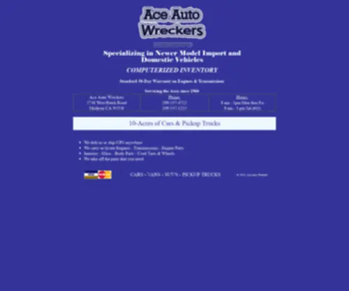 Aceautodismantlers.com(Ace Auto Wreckers) Screenshot