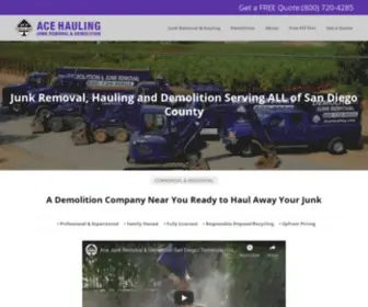 Acehauling.com(Hauling, Junk Removal & Demolition San Diego) Screenshot