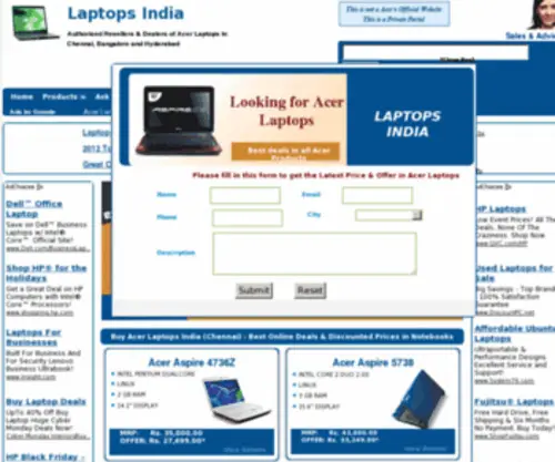 Acerlaptopsindia.com(Buy Acer Laptops in Chennai India) Screenshot