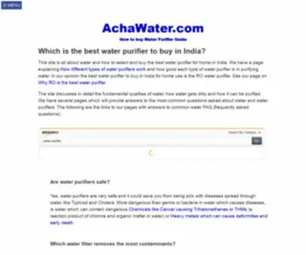 Achawater.com(How to choose water purifier for home use in India) Screenshot