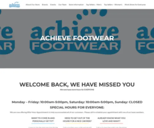 Achievefootwear.com(Achieve Footwear) Screenshot