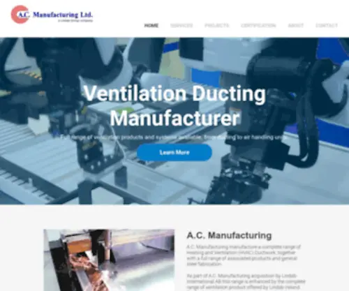 Acmanufacturing.ie(Manufacturers of Heating and Ventilation Ductwork) Screenshot