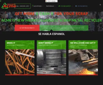 Acmeironandmetal.com(Acme Iron & Metal the largest scrap metal recycler in NM) Screenshot