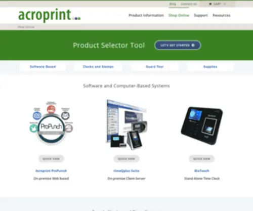 Acroprintstore.com(Acroprint Time Recorder Company) Screenshot