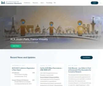 Acrwebsite.org(Association for Consumer Research) Screenshot