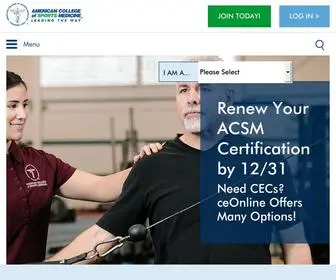 ACSM.org(American College of Sports Medicine) Screenshot