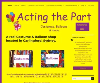Actingthepart.com.au(Sydney Costume Shop) Screenshot