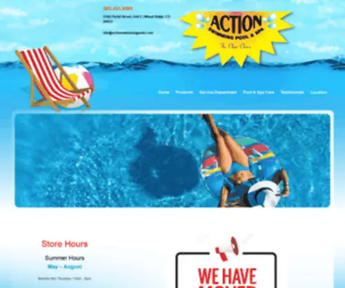 Actionswimmingpools.com(Action Swimming Pool & Spa) Screenshot