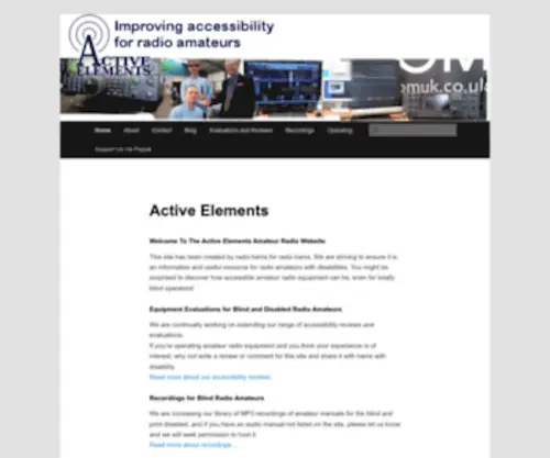 Active-Elements.org(Working to improve accessibility for radio amateurs with disabilities) Screenshot