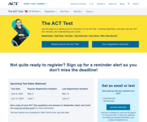 Actstudent.org(The ACT test) Screenshot