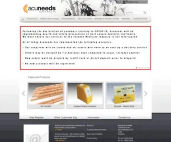 Acuneeds.com(Featured Products Ear Candles Acusave Sharps Container Moxsafe) Screenshot