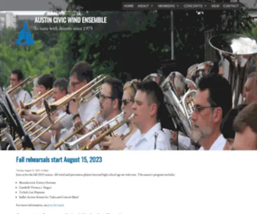 Acwe.org(Austin Civic Wind Ensemble) Screenshot