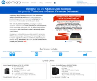 AD-Micro.com(Advance Micro Solutions) Screenshot