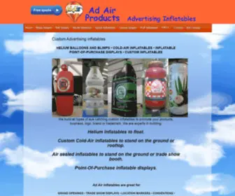 Adairproducts.com(Custom Advertising Inflatables) Screenshot